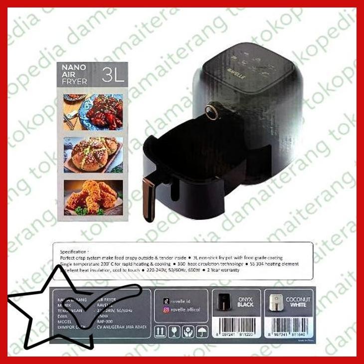 [DMT] RAVELLE RAF300 RAF 300 LOW WATT - AIR FRYER GORENG TANPA MINYAK 650 W