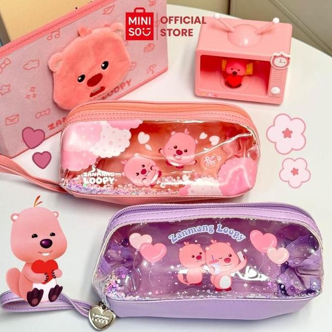 Sale Miniso X Zanmang Loopy Collection Tas Kosmetik Dengan Pegangan Desain Transparan Cosmetic Bag T