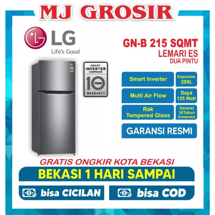 Terlaris Kulkas Lg Gn-B 215 Sqmt Lemari Es 2 Pintu Gnb 215Sqmt 209L Inverter
