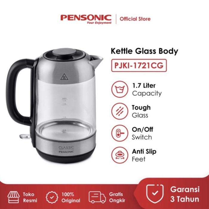 Pensonic ] Teko Pemanas Air Listrik / Ketel listrik PJKI - 1721 Kaca