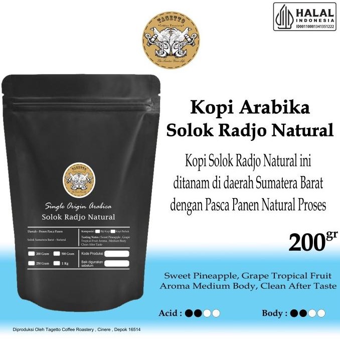 

Kopi Arabika Solok Radjo Natural 200Gr Specialty (Biji / Bubuk)