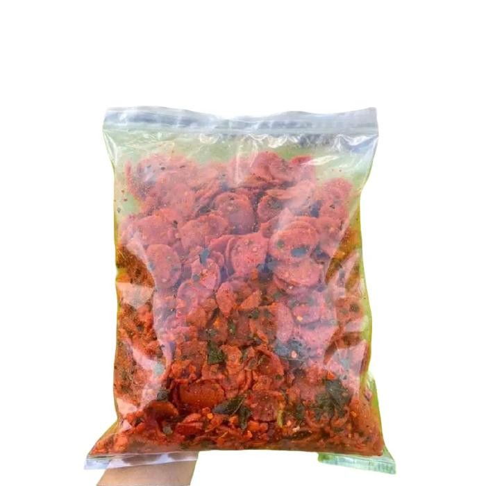 

STOK TERBATAS Keripik Sosis Goreng Pedas Gurih Sosreng Kemasan 250 Gram - Snacks, Food