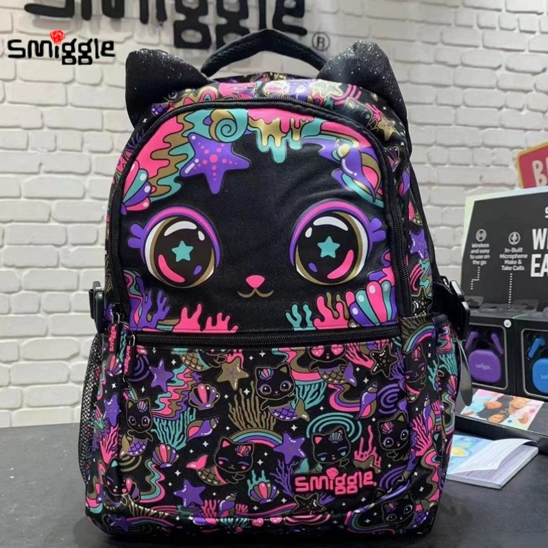 ATC Genuine Australian Smiggle Black Cat Fashion Student Backpack Children Stationery Box Backpack L