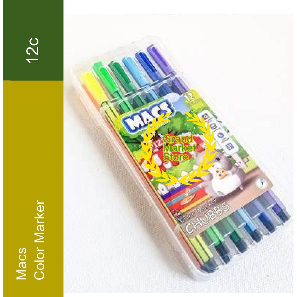 

MACS Spidol Color Marker 12 Warna Macs Color Marker 12 Color Premium