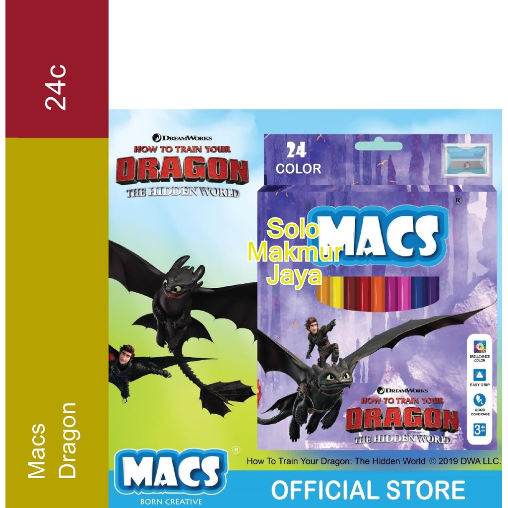 

Pencil Warna How to train your dragon Night Fury MACS 24 colors MACS Dragon 24 Termurah