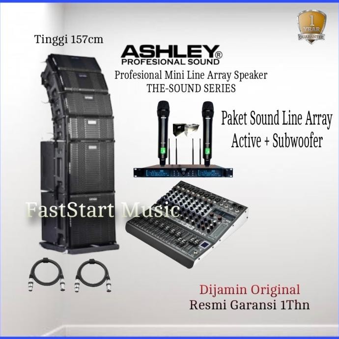 Paket Sound System Line Array Aktif 4 Pcs Ashley The Sound Subwoofer 2 New Stok