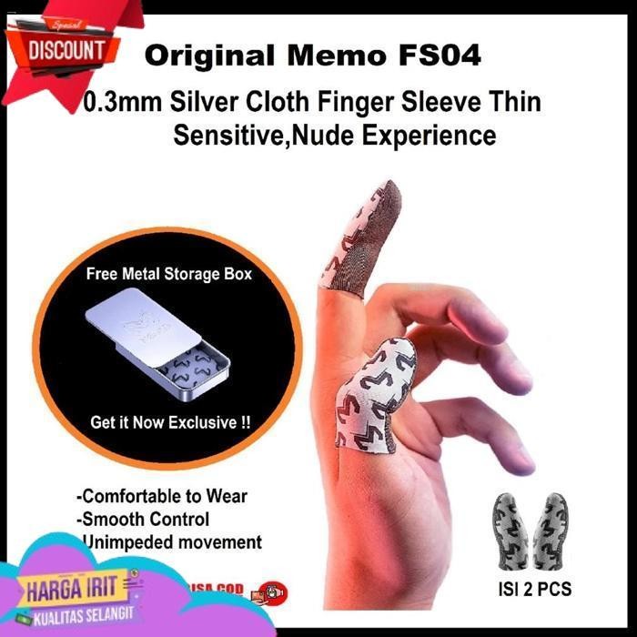 Diskon Original Memo finger sleeve Sarung  Jari Jempol Elastis Gaming e sport  Memo FS04 Silver Fibe