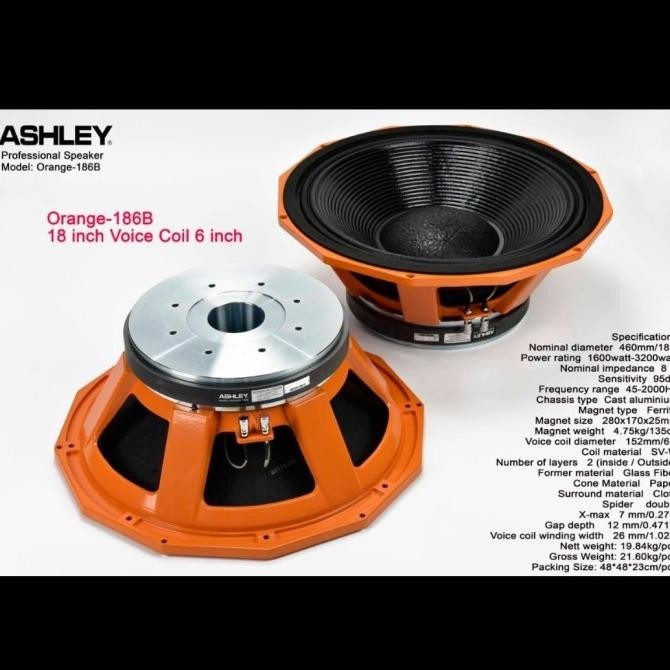 Komponen Speaker Ashley 186B 186 B 18Inch Coil 6 Subwoofer Original New Stok