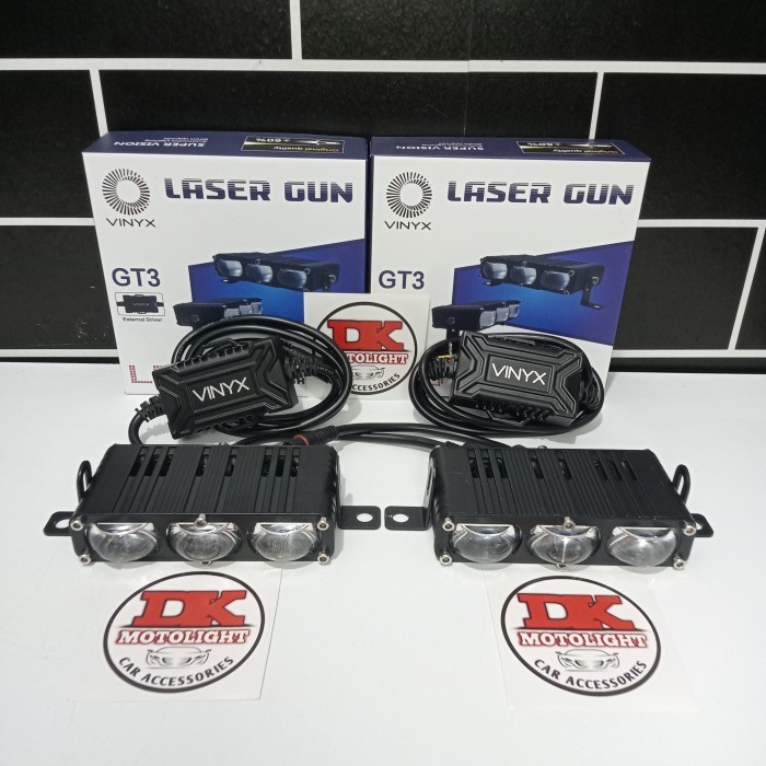 Lampu Sorot Kabut Mini Laser Slim Gt3 Vinyx 3 Mata Sinar Putih Kuning Motor Mobil