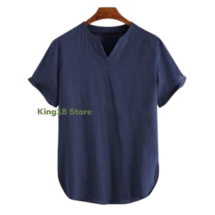 BAJU KOKO ADAM POLOS KERAH V LENGAN PENDEK PRIA SIZE S-3XL TERBARU BAJU KOKO LEBARAN 2025 BUSANA MUS