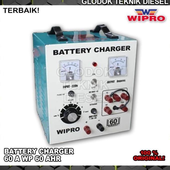 WIPRO Charger Aki Mobil Motor 60 A Battery Charger 60 AHR Cas Aki Original dan Terpercaya