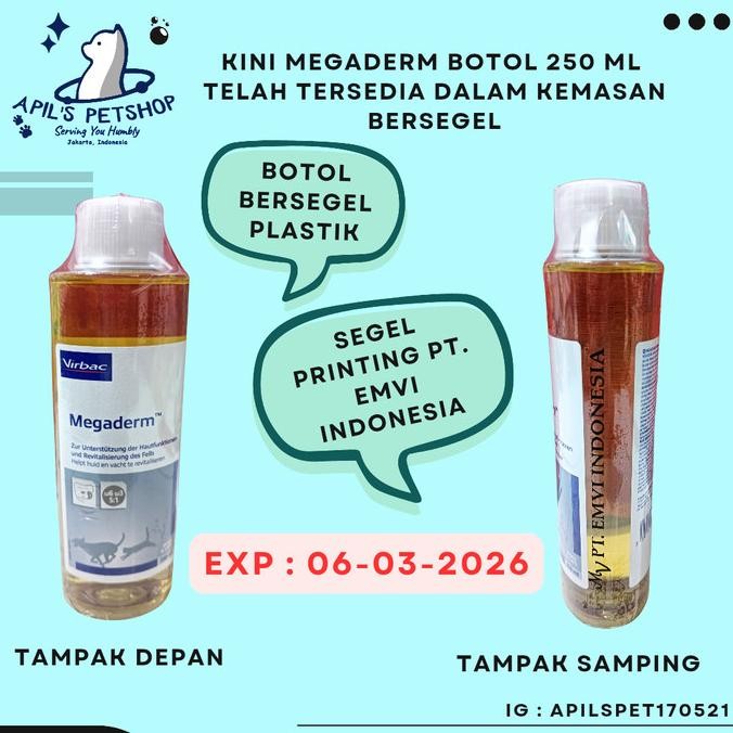 VIRBAC MEGADERM BOTOL 250 ML - VITAMIN UNTUK BULU KUCING DAN ANJING