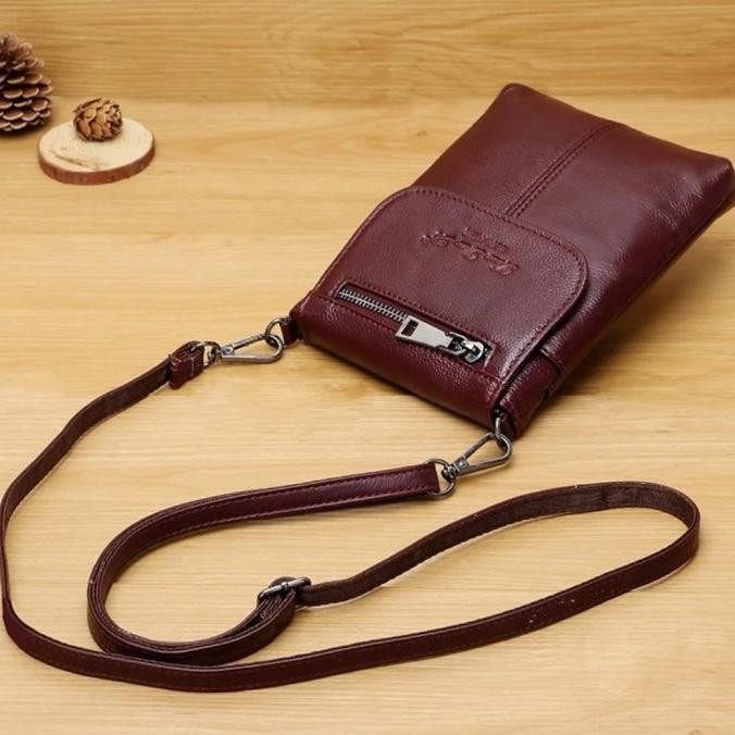 TAS SELEMPANG HP WANITA KULIT SAPI ASLI/TAS SANTAI WANITA KULIT ASLI/TAS SELEMPANG KECIL WANITA #027