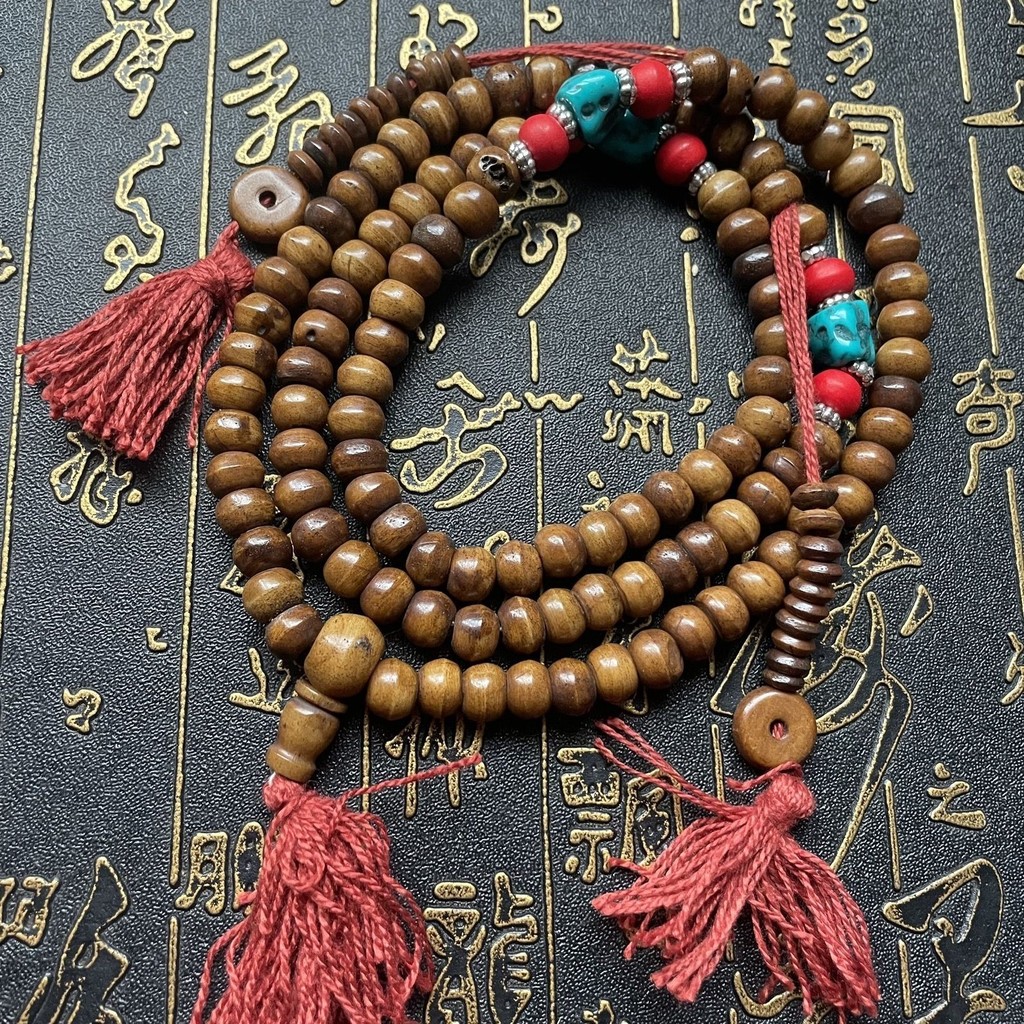 Gelang Tulang Yak108Koleksi Manik-manik Legenda Tibet-Manik-manik Rosario Tanda Tangan