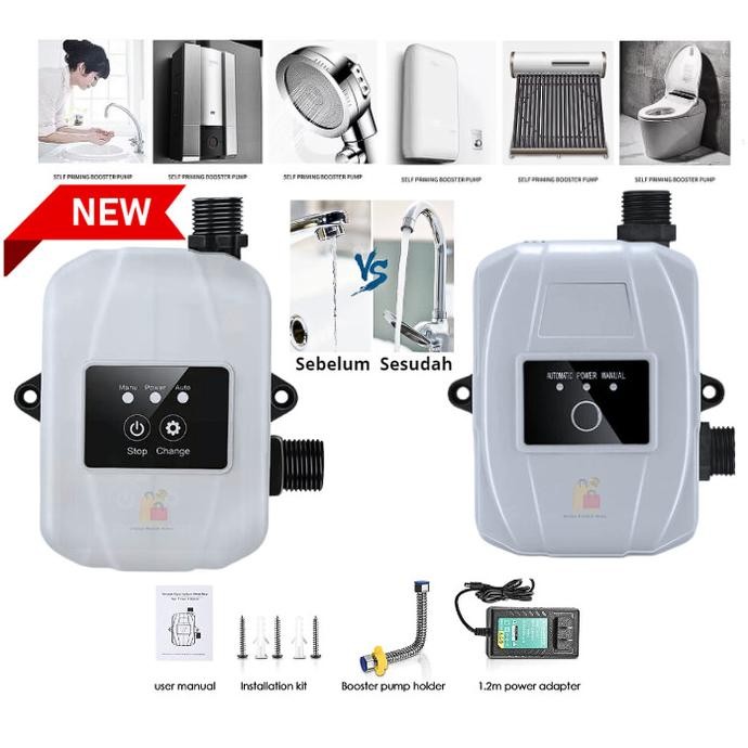 Pompa Booster Pendorong Air Mini High Pressure Shower Mesin Cuci atau Keran Wastafel Pemanas Air Wat