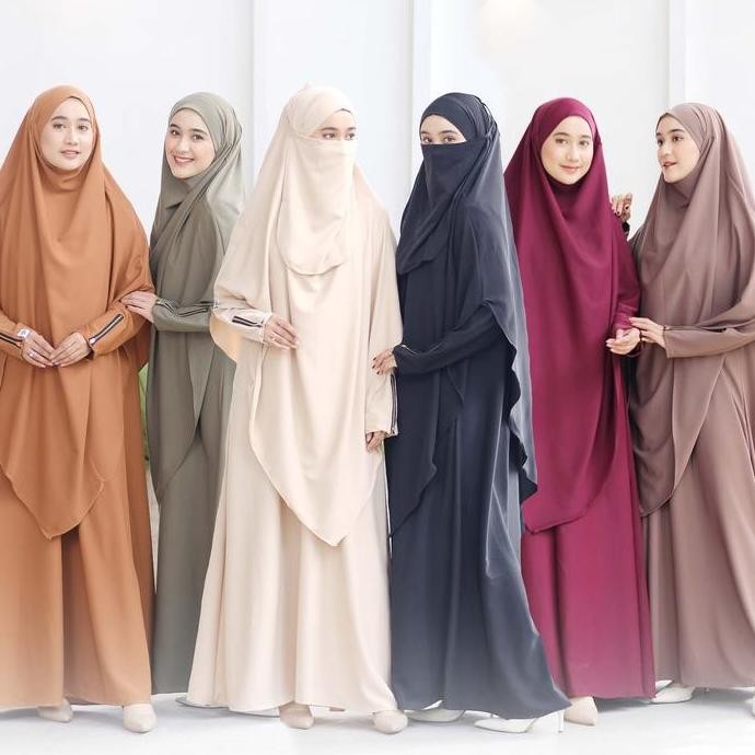 Aviza Zirana Set French Khimar Cadar Gamis Muslimah Syar'i Pakaian Daily Wear Umroh Dan Haji Bahan B