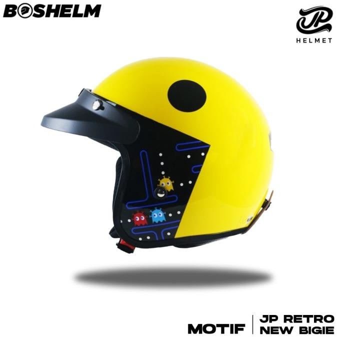 

Produk Baru!! Helm Retro JP BIGIE PAC INVADERS YELLOW LEMON Helm Half Face SNI