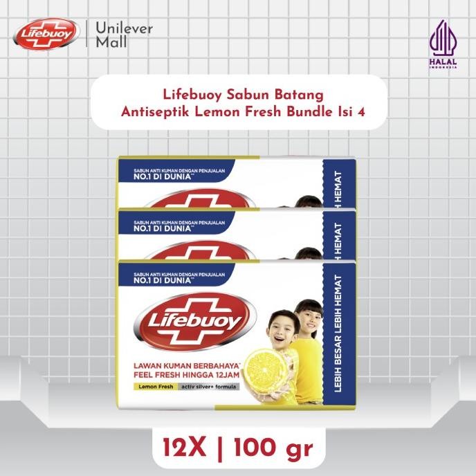 

Produk Baru!! Lifebuoy Sabun Batang Antiseptik Lemon Fresh 100G - Bundle Isi 4 x3
