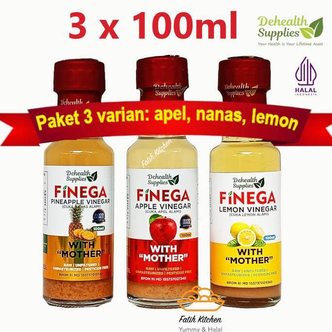 

Produk Baru!! Vinega Paket 3 Varian 100 ml Cuka Apel, Nanas, & Lemon Halal