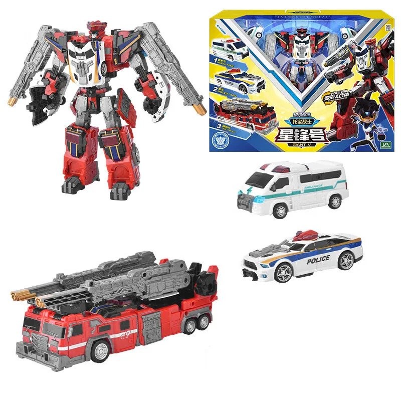 3 IN 1 Galaxy Detectives Tobot Giant V Transforming Robot to Car Toy Korea Cartoon Brothers Anime To