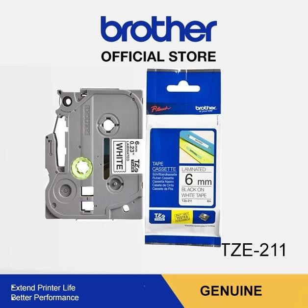 

CO Label Tape Cassete Brother Laminated 6mm Black on White TZE-211