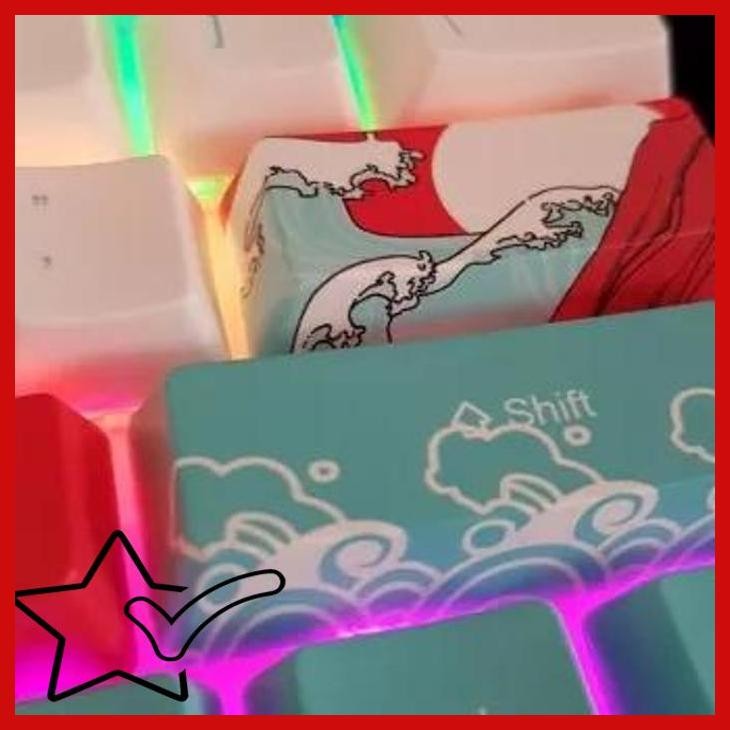 [SPT] KEYCAP KEYCAPS MECHANICAL JAPANESE UKIYO SEA WAVE PBT OEM PROFILE