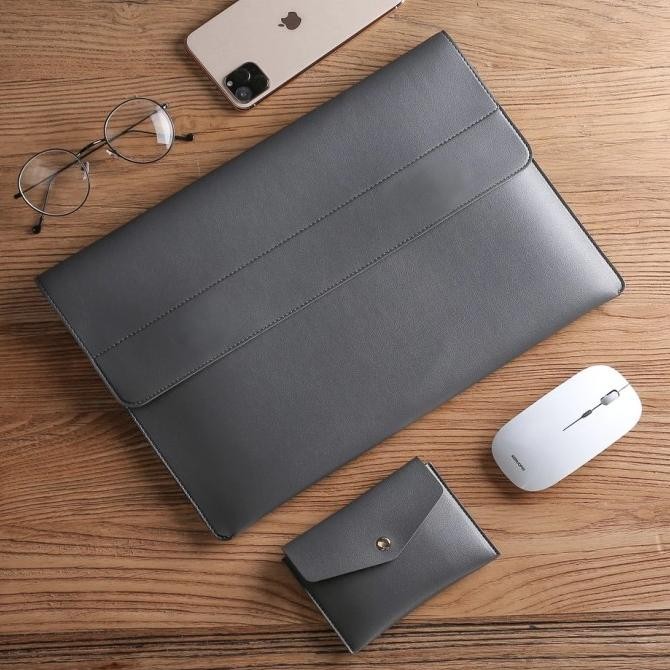 new tas laptop/softcase for apple macbook 13" pu leather - coklat