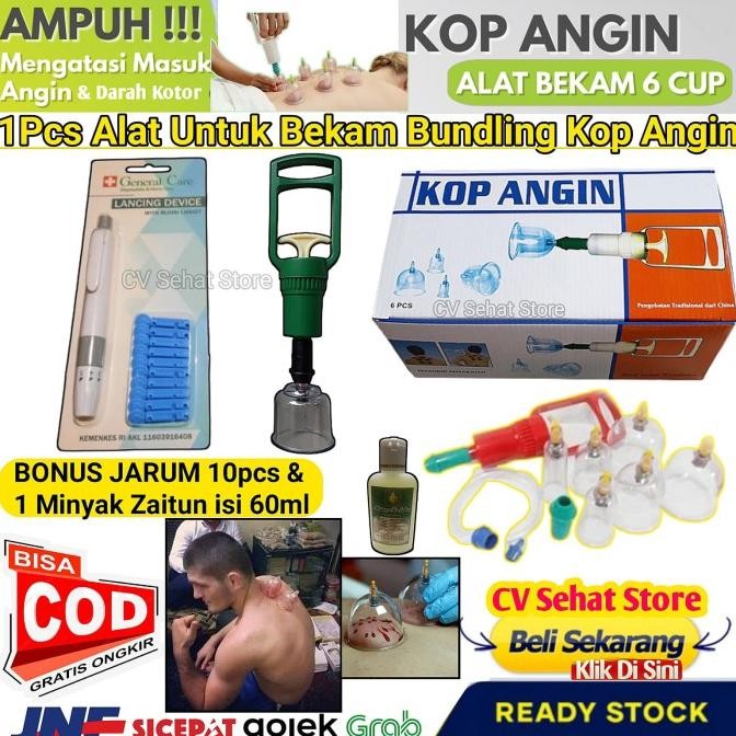 Alat Terapi Bekam Full Set 6 Kop Komplit Pena Jarum Becam Basah Kering SHA
