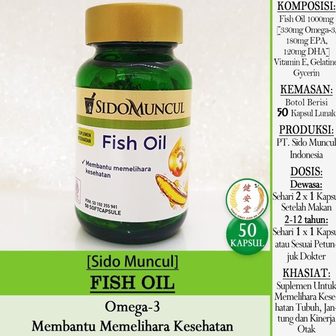] [SidoMuncul] FISH OIL Omega-3 isi 50 Kapsul u.Kesehatan Tubuh