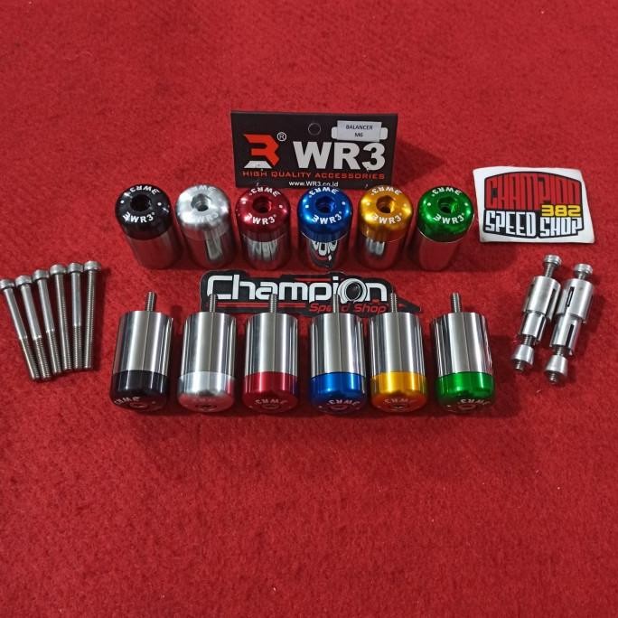 BAR END JALU BALANCER STANG WR3 M6 BAUT 10 + ADAPTER JALU STANG WR3 ORIGINAL DAN TERPERCAYA