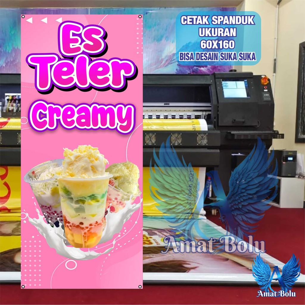 Cetak Spanduk Banner ES TELLER CREAMY Costom Desain