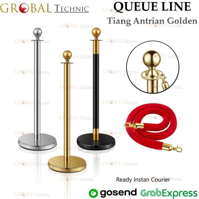 

Standing Barrier Queue Line Golden / Tiang Antrian Stainless Penghalang Jalan / Tiang Pembatas Jalan