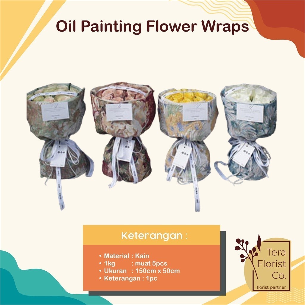 

1pcs Oil Painting Flower Wraps Kertas Bunga Flower Wrapping Kertas Buket Wrap Paper Bungkus Bouquet Waterproof Pembungkus Kado P.YHB