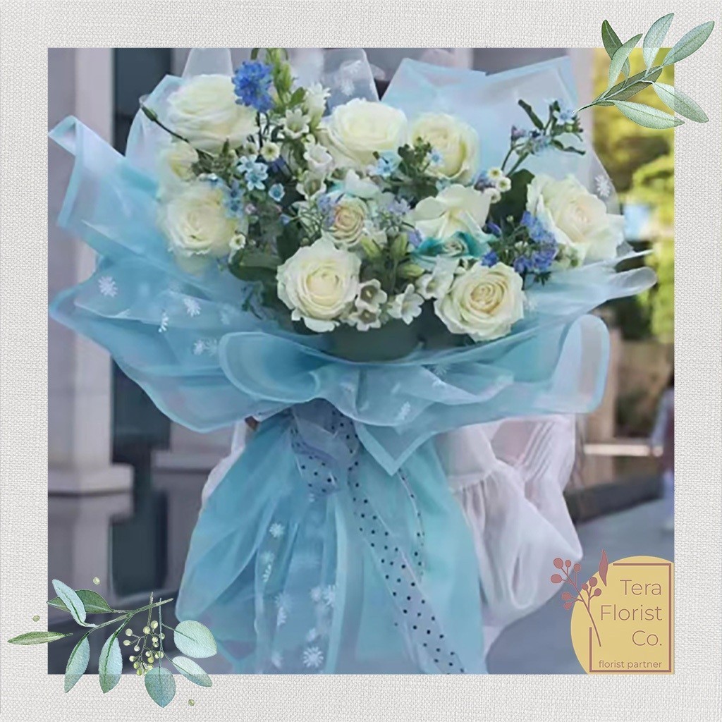 

iDk90 20 Lembar Cellophane Frame Matte Jendela List Sinowrap Ori Kertas Buket Bunga Korean