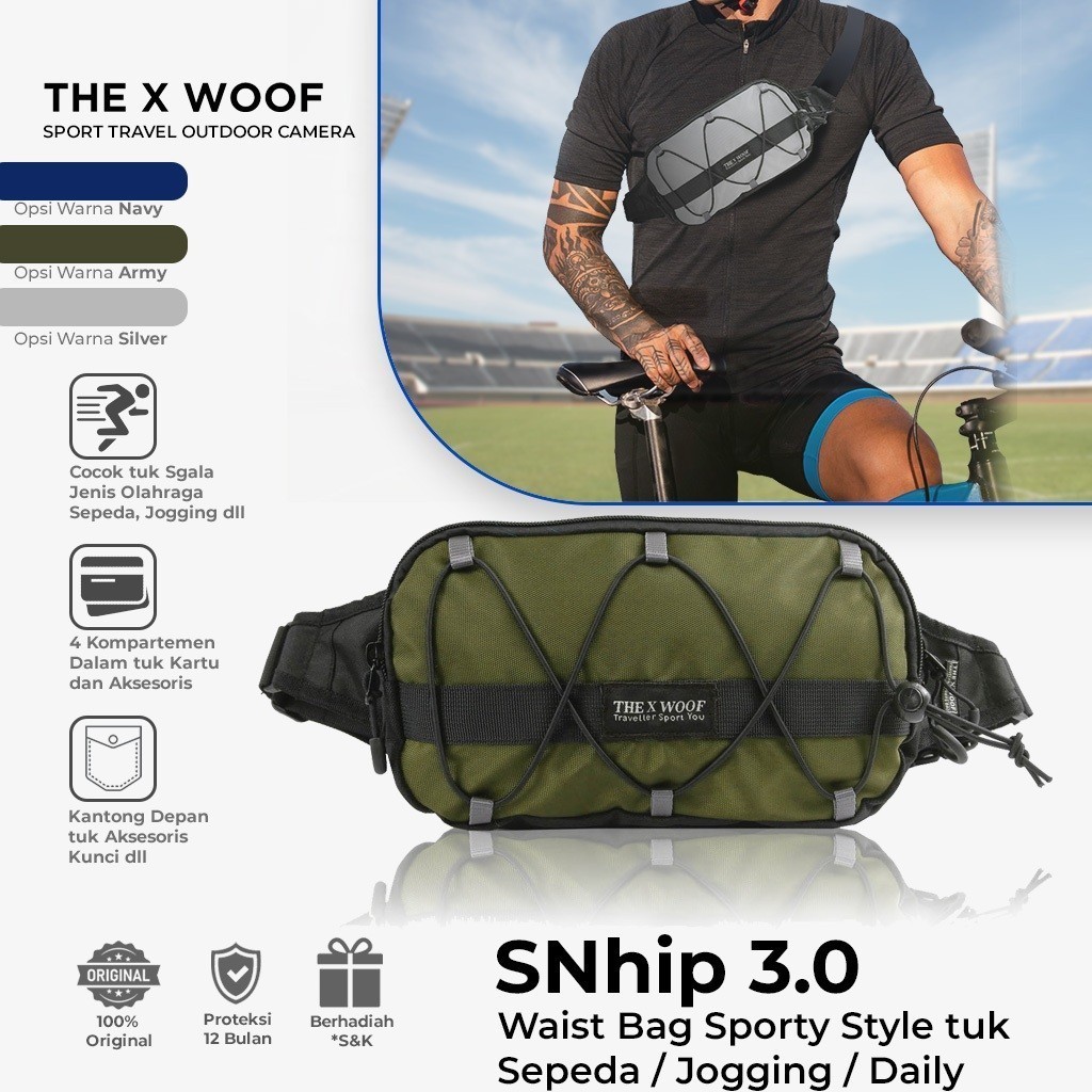 CUCI GUDANG The X Woof SNhip3 Tas Sepeda Pinggang Selempang Slempang Water Resistant