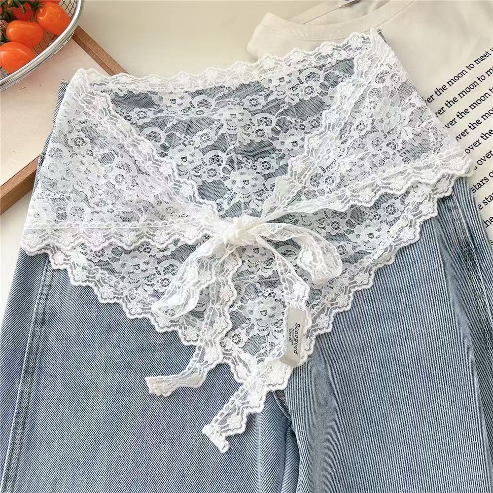 Fashion Special-Interest Lace Stitching Tied Decorative Triangular Binder Apron