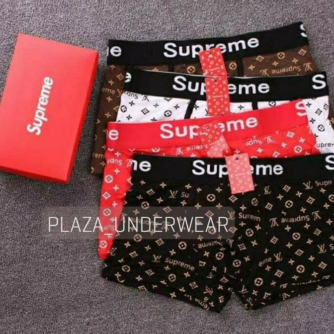 Underwear Boxer Pria Branded Pria Lv Supreme ( Paket 3) Original Dan Terpercaya