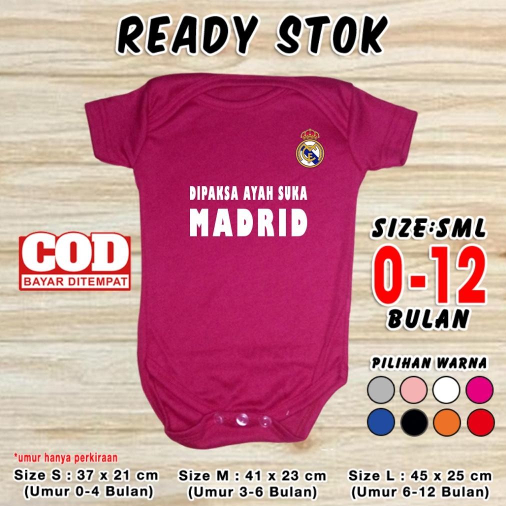 Terlaku.. Kaos Jumper Baju Bayi Bola Real Madrid Dipaksa Ayah Set Jamper Jersey Romper Pakaian Kado 