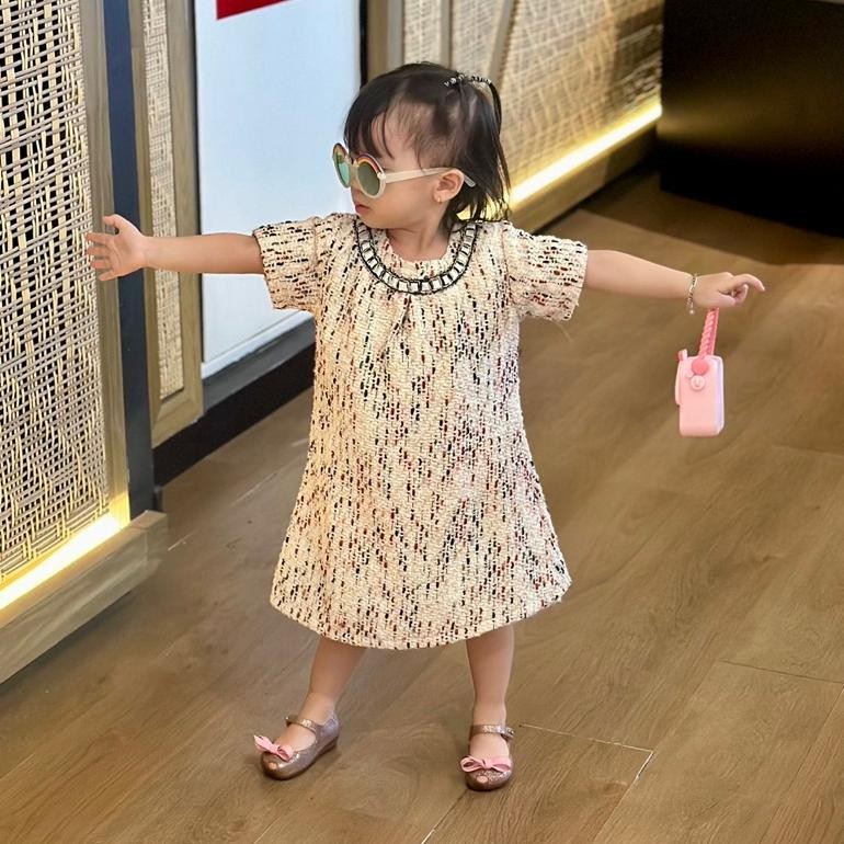 Baju Dress Bayi / Balita Perempuan Mewah Kualitas Impor Model Korean Style Warna Putih [ 1-5 Tahun ]