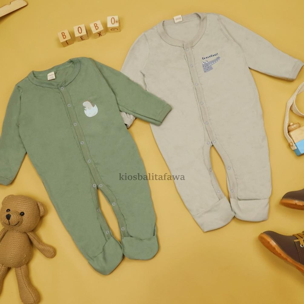 (Sni) Sleepsuit Polos Uk 0-24 Bulan / Baju Tidur New Born Setelan Jumper Bodysuit Baby Boy Girl 0-12