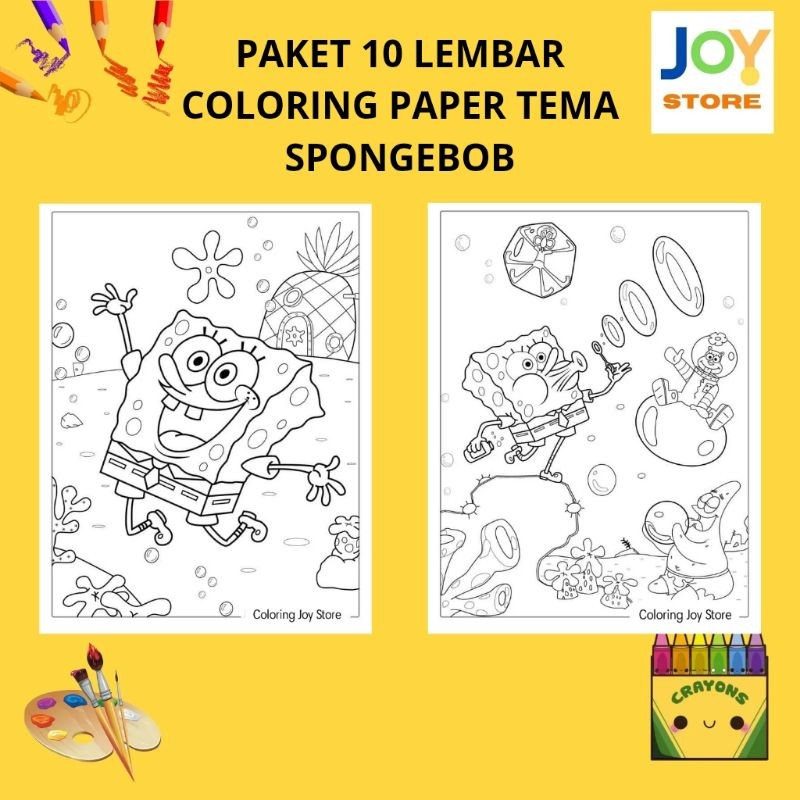

PAKET 10 Lembar Kertas Gambar Mewarnai Tema Spongebob Ukuran A4 150 gsm - Coloring Paper 026