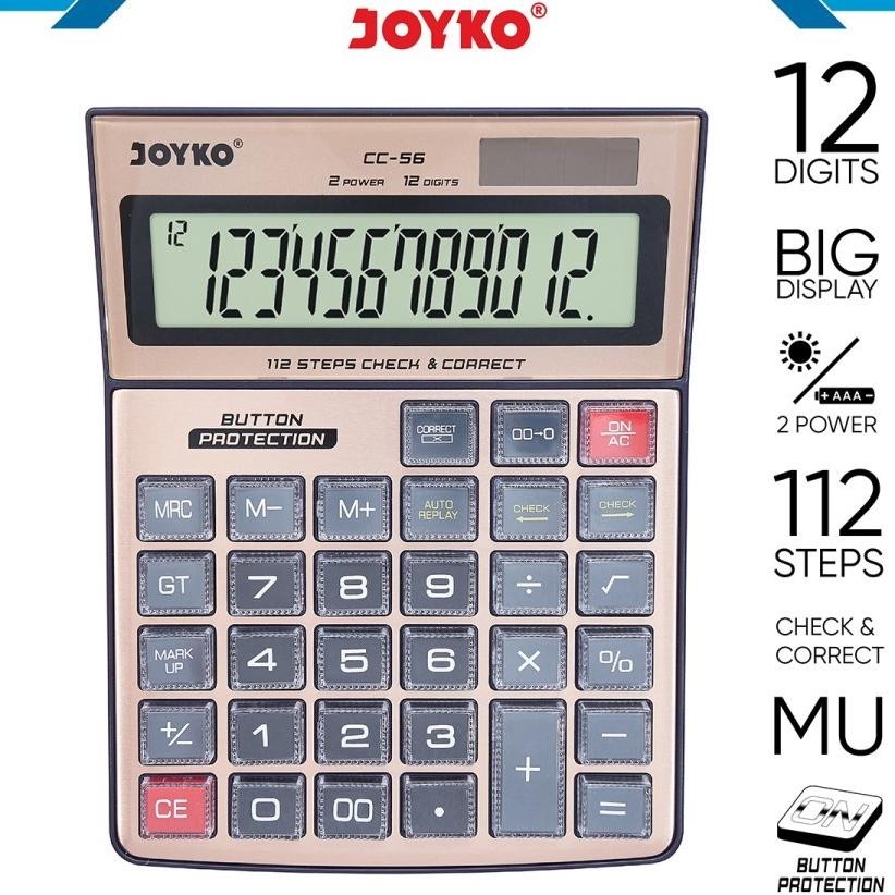 

Alulator Che Ce Ulang Joyo Cc56 Calculator 12Dit Alumunium Urface Button Protection