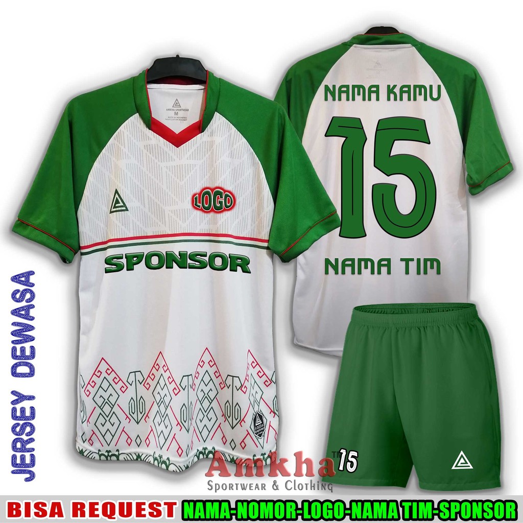 SETELAN JERSEY KAOS BAJU BOLA FUTSAL Bisa Sablon Nama Nomor Logo Sendiri Jersey Papua Amkha Company