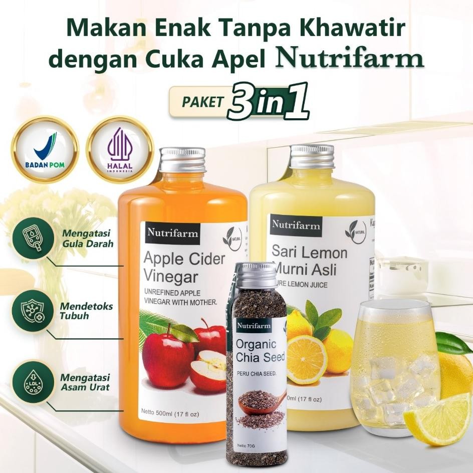 

Paet Cua Apel 3 In 1 Cua Apel Ml Ari Lemon Ml Chia Eed 70 Gram CiderVinegar