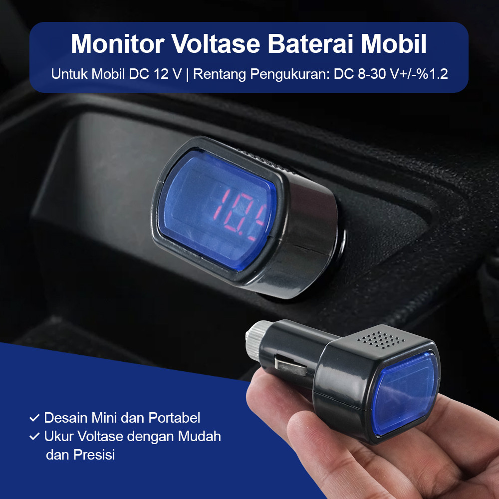 Monitor Voltase Baterai Mobil 12V Aki