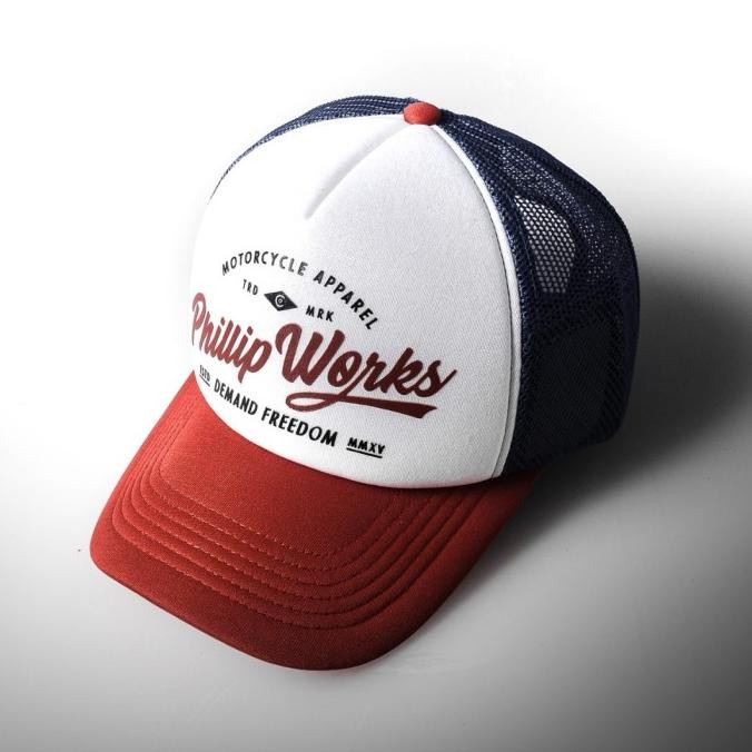 TOPI PHILLIP WORKS TRUCKER PETROL RED koko