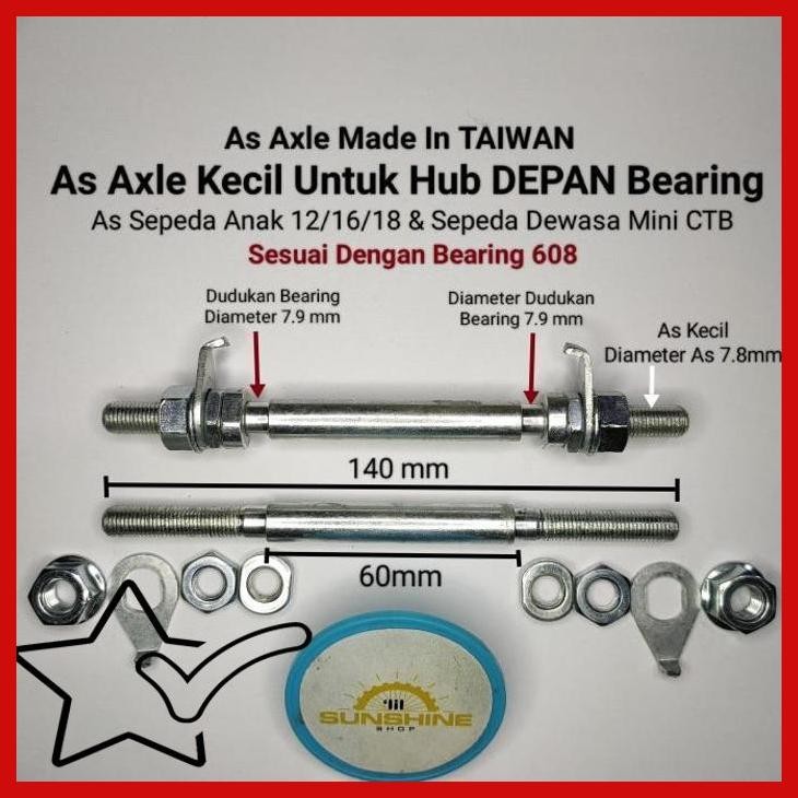 [LSS] AS HUB RODA DEPAN BEARING 608 TAIWAN SEPEDA ANAK 12 16 18 20 MINI BMX