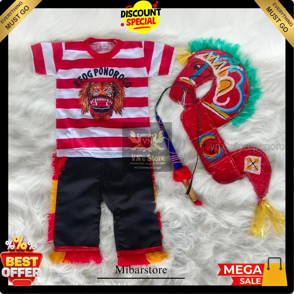 Setelan Jaranan Anak Fulset/ Kaos Reog / Kaos Sakera / Kaos Jaranan / Kaos Barong / Kaos Sunda / Pon