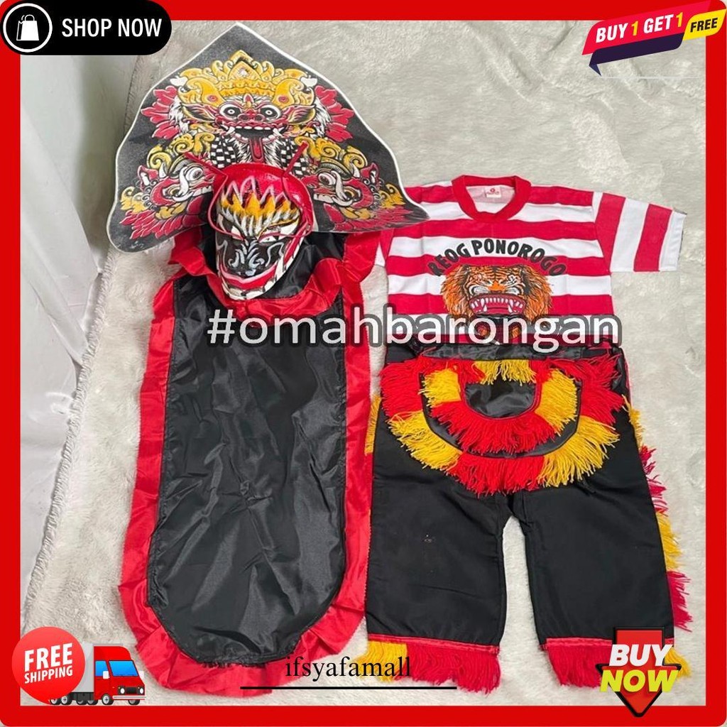 Mainan Anak Stelan Kaos Celana Reog Ponorogo Dan Barongan Devil Caplokan Spon Free Embong Kemul Terl