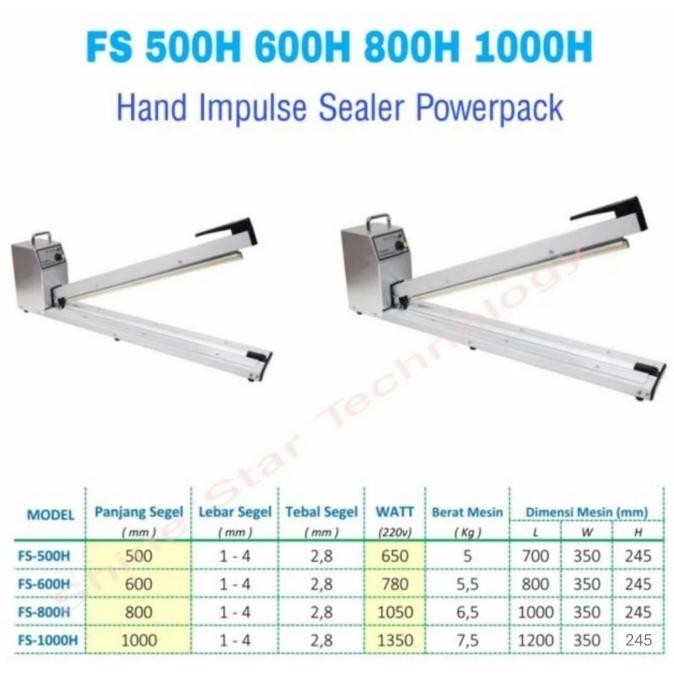 Hand Impulse Sealer Series Powerpack FS-500H FS-600H FS-800H FS-1000H